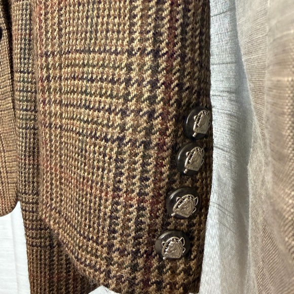 Equestrian Size 8 Ralph Lauren Brown Plaid Wool and Alpaca Blazer - Picture 3 of 8